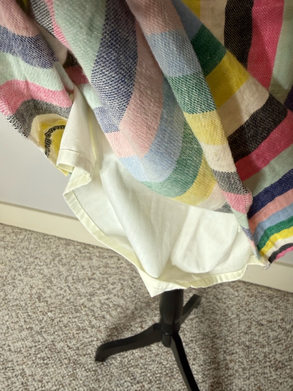 J. CREW FACTORY Linen Blend Rainbow Stripe Skirt Smocked Elastic Waist Pockets 8 - Picture 10 of 12